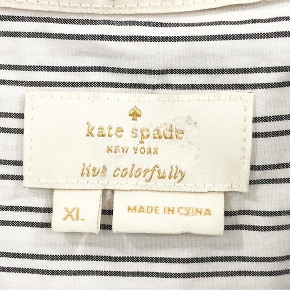 Kate Spade, striped embroidered ruffle collar and cuffs button down shirt - Picture 6 of 11